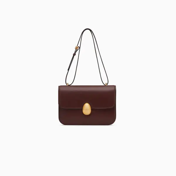 Leather Crossbody Bag with Logo buckle