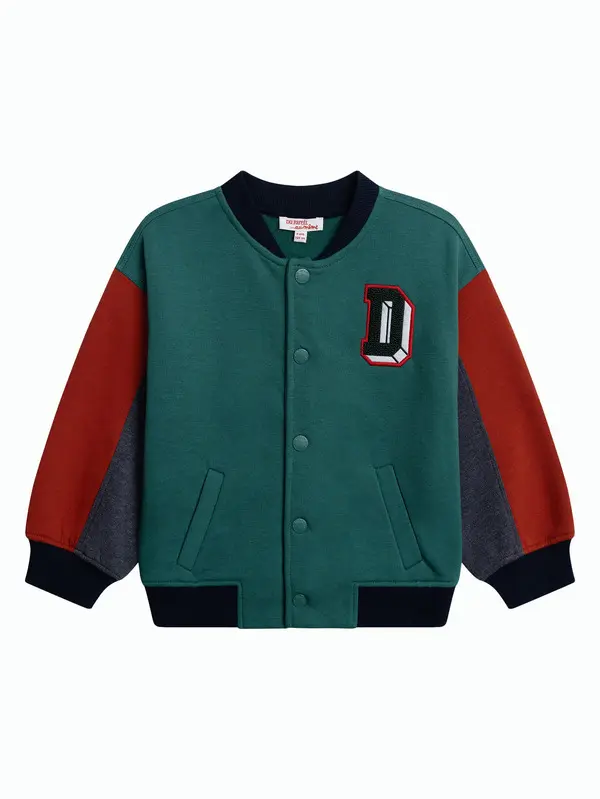 Varsity-style jacket in colourblock fleece