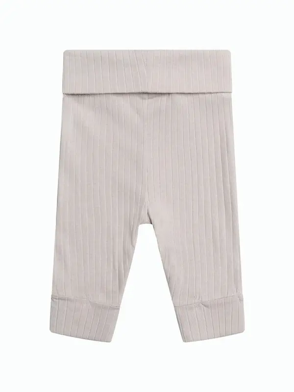 Ribbed Knit Baby Leggings with Fold-Over Waistband