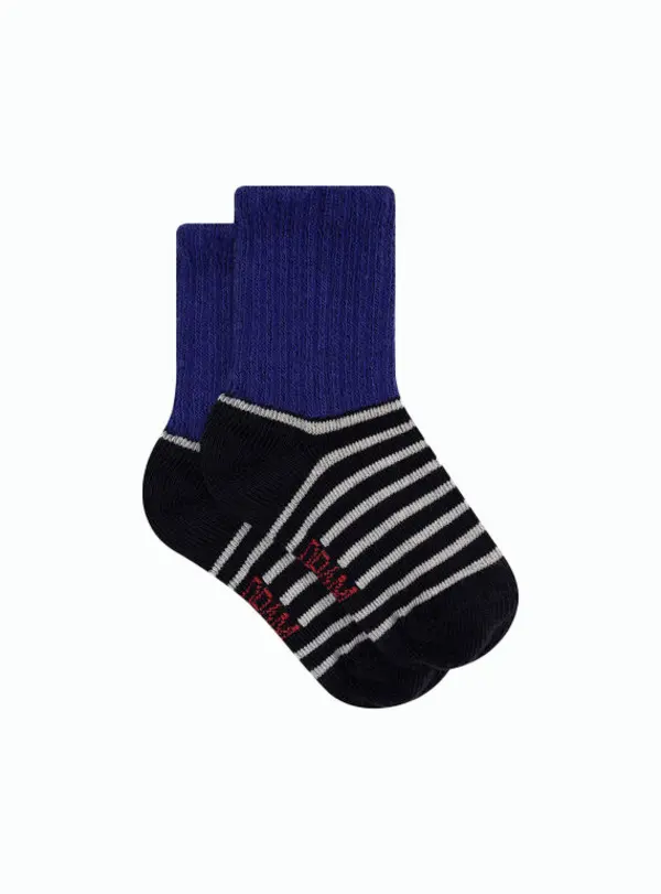 Striped and Colorblock Socks with Ribbed Cuffs