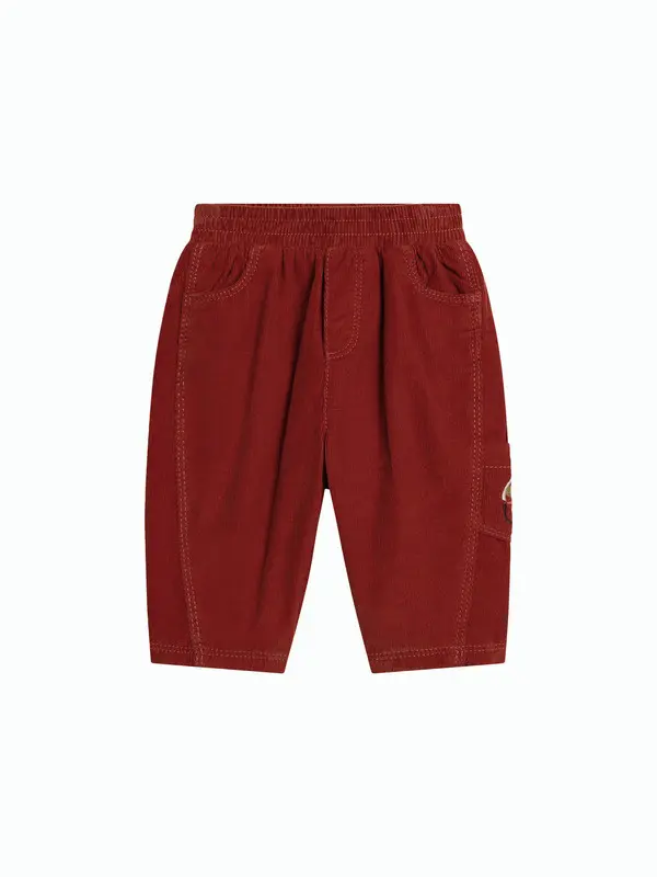 Corduroy Shorts with Elastic Waist and Pockets