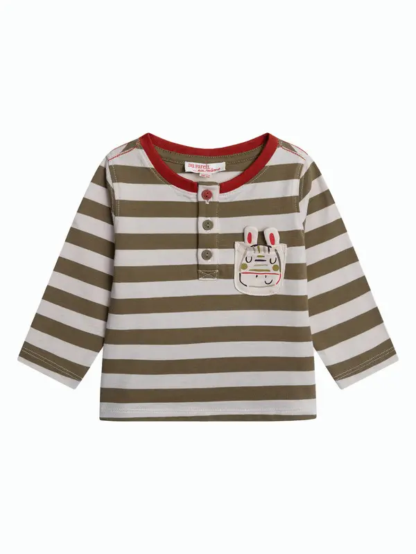 Striped T-Shirt with Animal Pocket