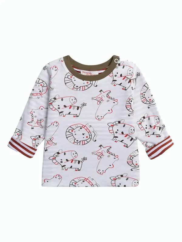 All-Over Print Long-Sleeved T-Shirt with Animal Motif