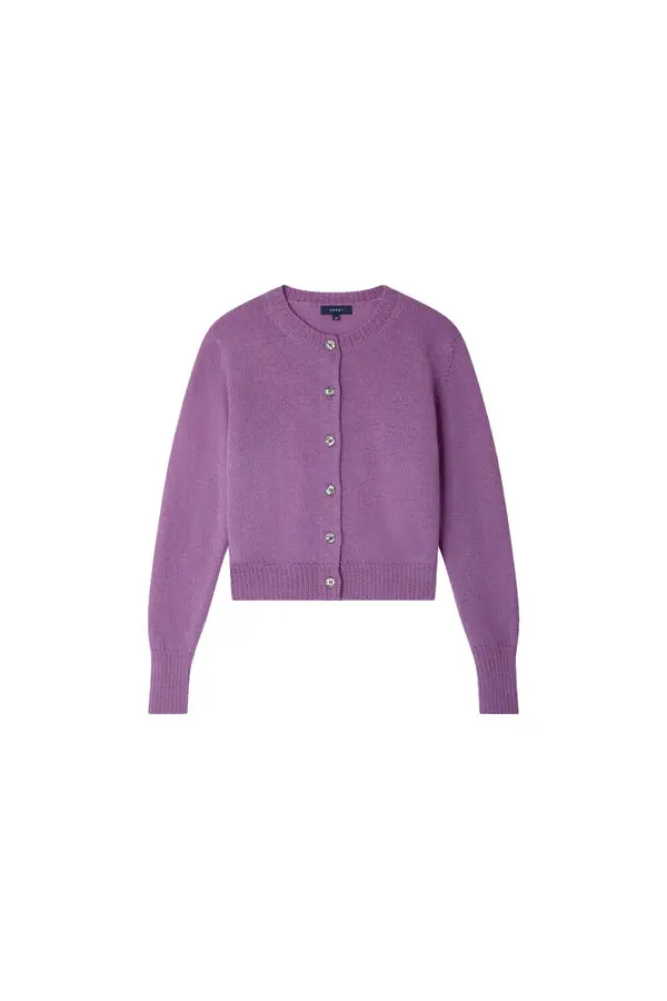 Round collar Cardigan with Ribbed Edges