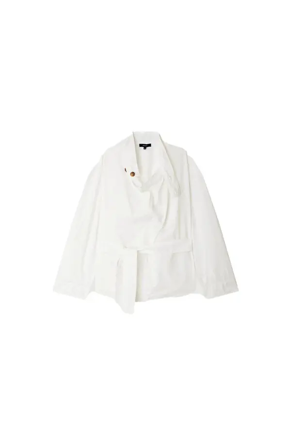 button-down blouse with a belted waist