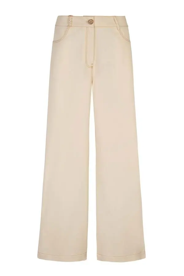 Mid Rise Waist Trousers with Buttoned Belt
