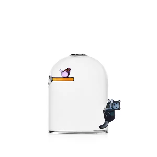 Candle Holder Wind Proof Cat And Bird  Image