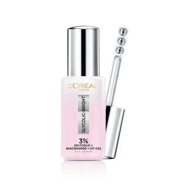 L'Oréal Paris Glycolic [3% Glycolic Acid  + Vitamin CG + Niacinamide] Eye Serum For Dark ircles, Brighten Eyes 20ml.