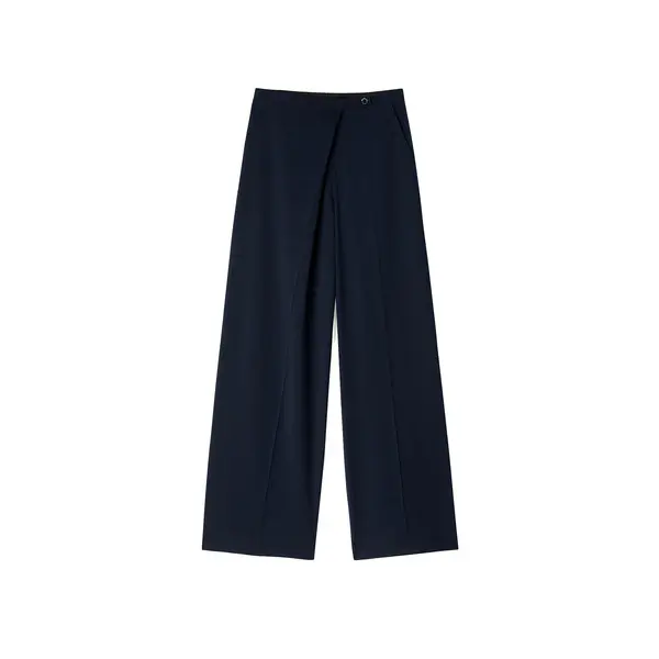 Asymmetric straight-leg trousers