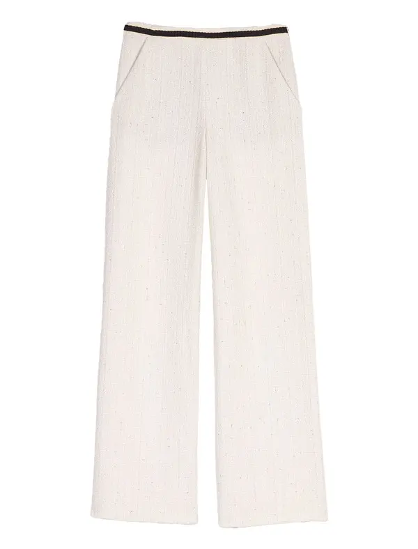 Wide leg tweed-effect trousers