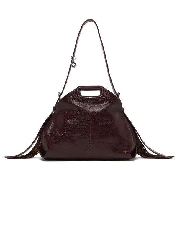 Crackled leather Miss M Shoulder bag with Fringes