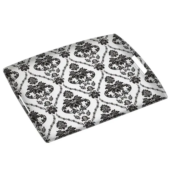 Plateau Acrylique 54x43Cm Samarkand Blanc/Noir