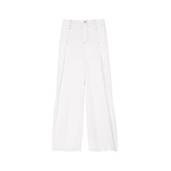 Topstitched wide-leg jeans