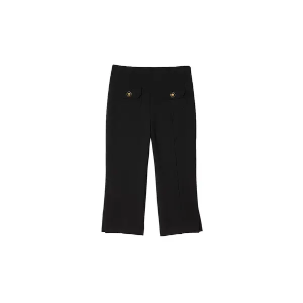 Stretch capri trousers with slits at the hem