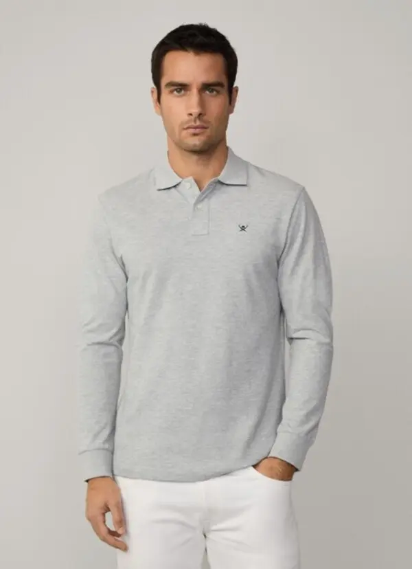 Slim Fit Long Sleeve Pique Polo