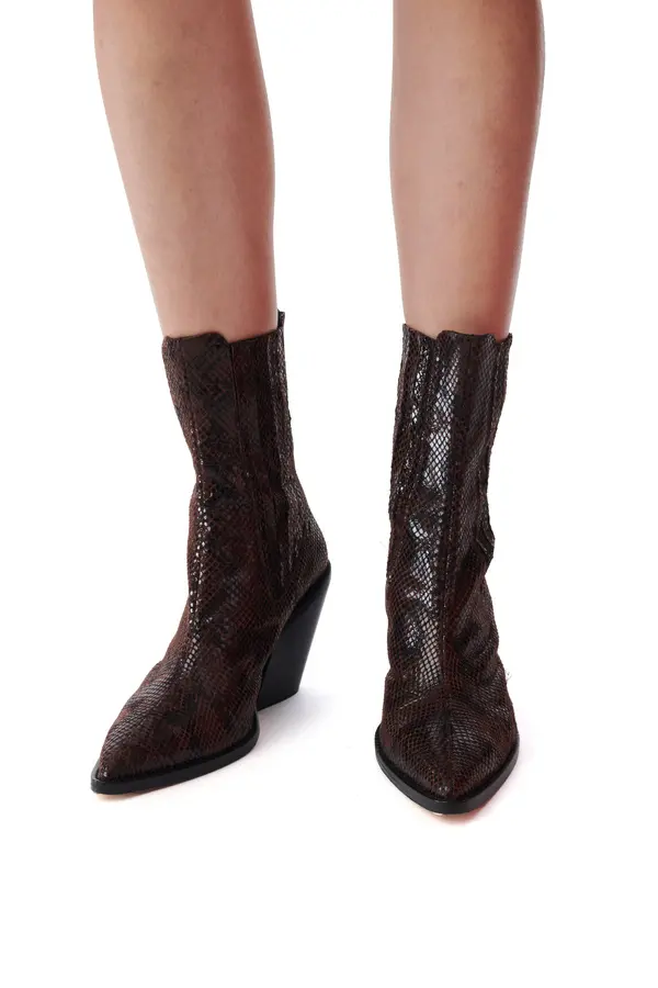 Python Snake Effect Ankle Boots