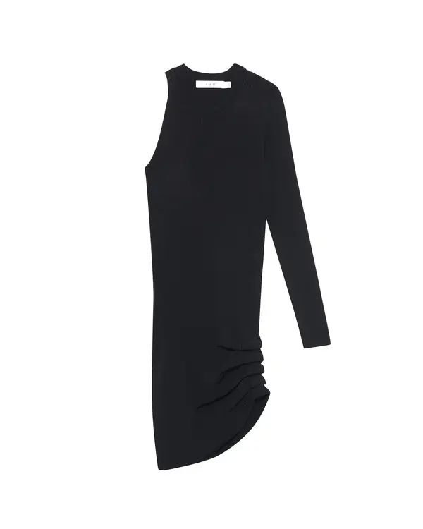 Asymmetrical ribbed-knit dress