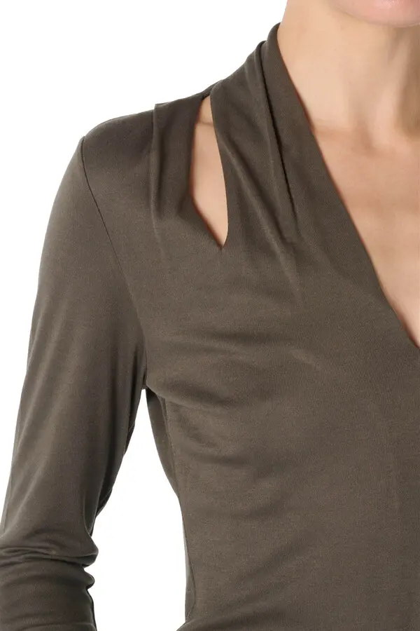 V-neck Ribbed Cut-out Top