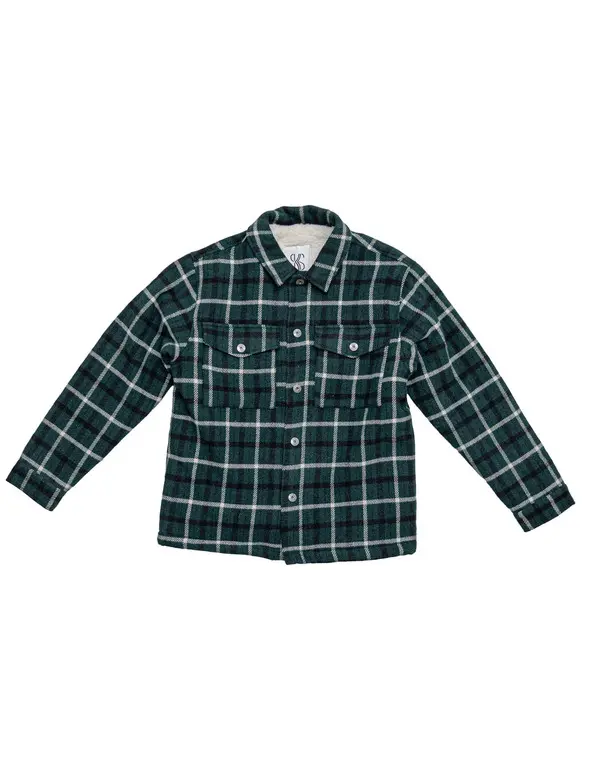 Check fur-lined overshirt jacket