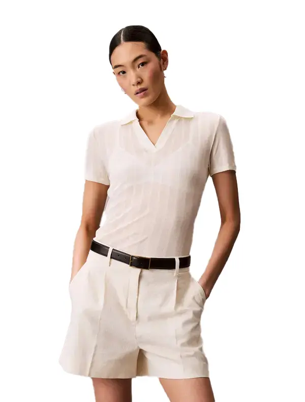 Pointelle Polo Top Image