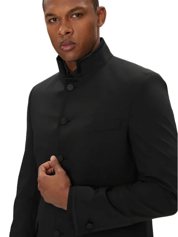 High-Collar Fitted Jacket