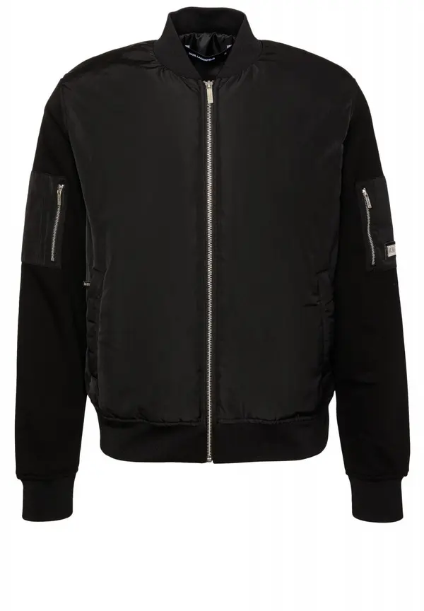mixed-material bomber jacket