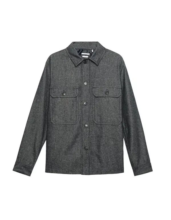 Semi-plain canvas regular overshirt