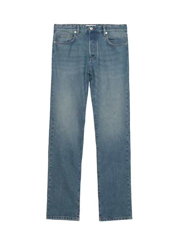 Washed Blue Straight Jeans