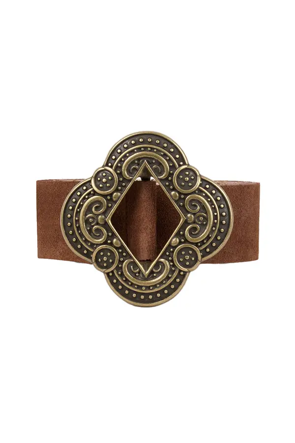 Wide Buckle Suede Belt