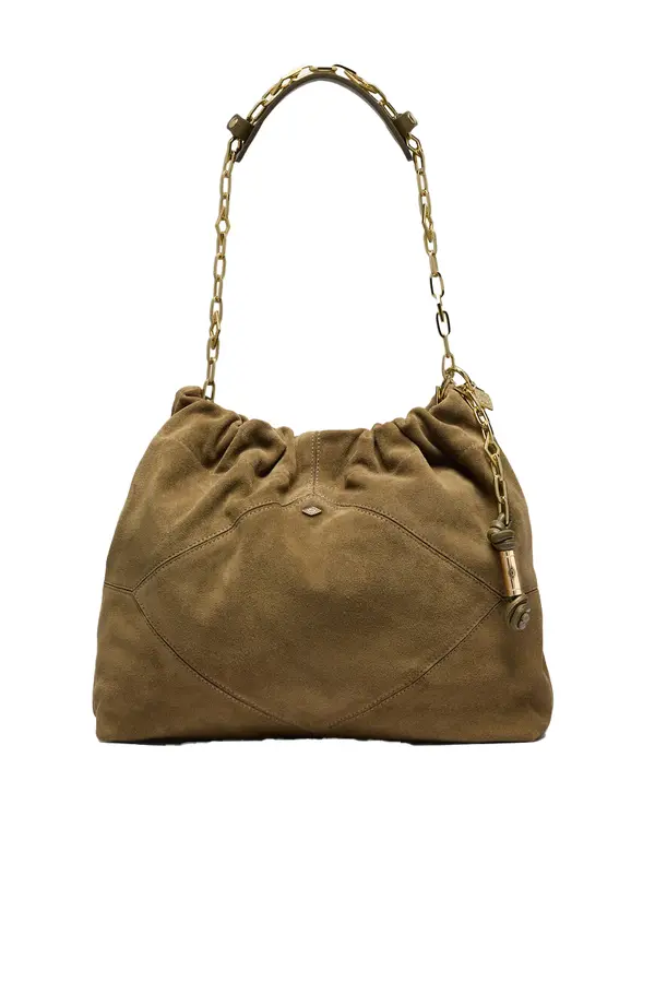 Suede leather tote bag 