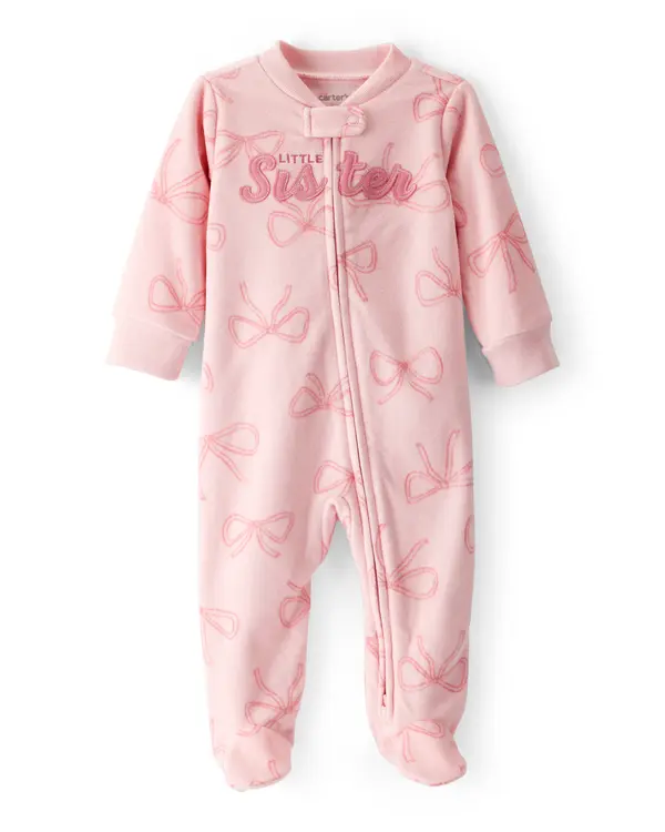 Bow Print Loose Fit Long-Sleeve Sleep & Play