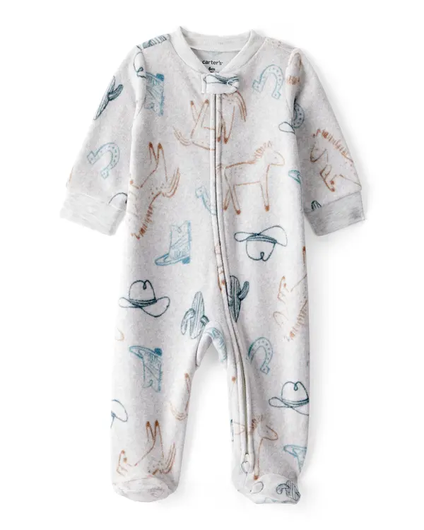 Western Cowboy Print Loose Fit Long-Sleeve Sleep & Play