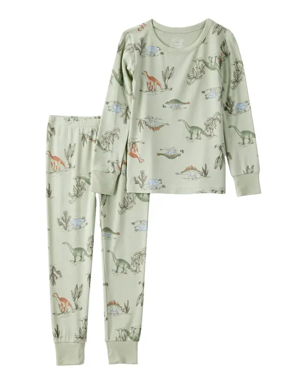 Boy Dinosaur Print PurelySoft Long-Sleeve 2-Piece Pajamas