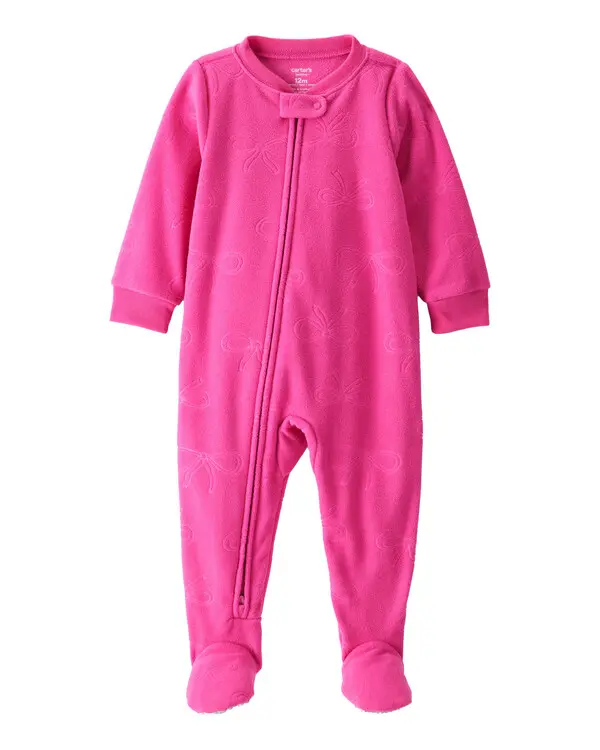 Bow Loose Fit Long-Sleeve 1-Piece Pajamas