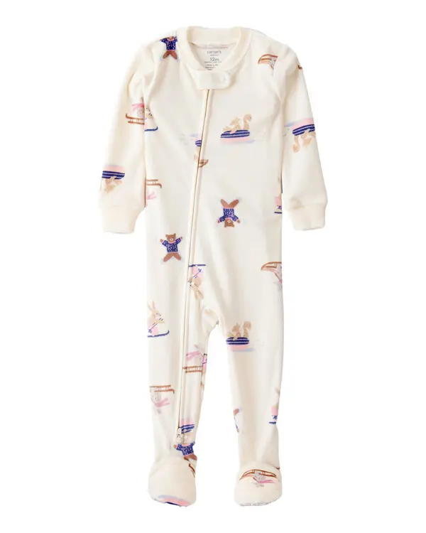 Snow Animals DreamPlush Snug Fit Long-Sleeve 1-Piece Pajamas