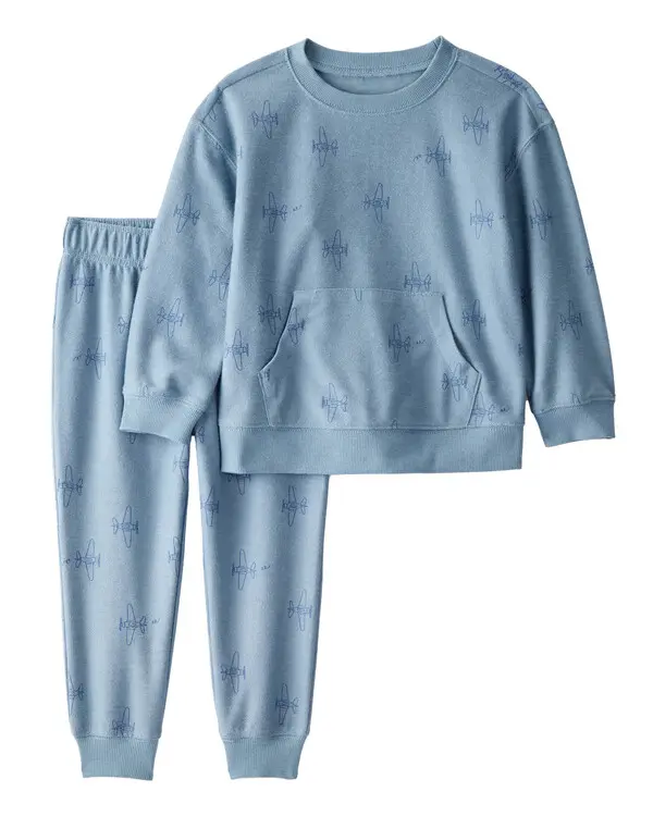 Boy Airplane French Terry Long-Sleeve Tee & Pant Set
