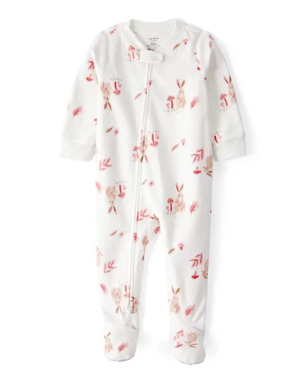 1-Piece Bunny Fleece Footie Pajamas