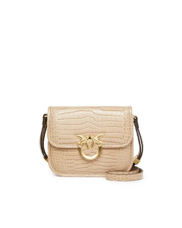 Small Croco leather love birds Crossbody Bag