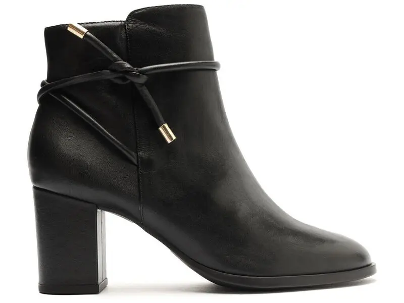 Heeled Leather Ankle Boots with a Tie-Detail
