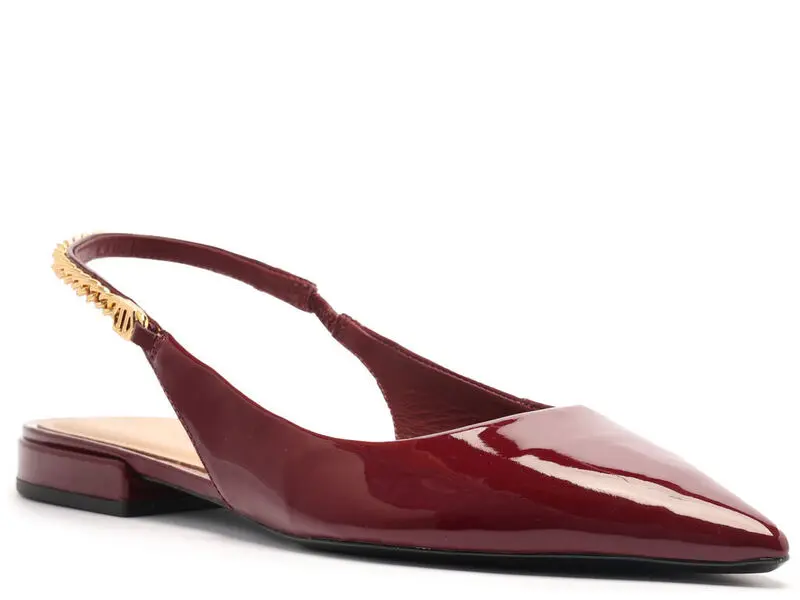 Patent Leather Slingback Flats with Gold Chain