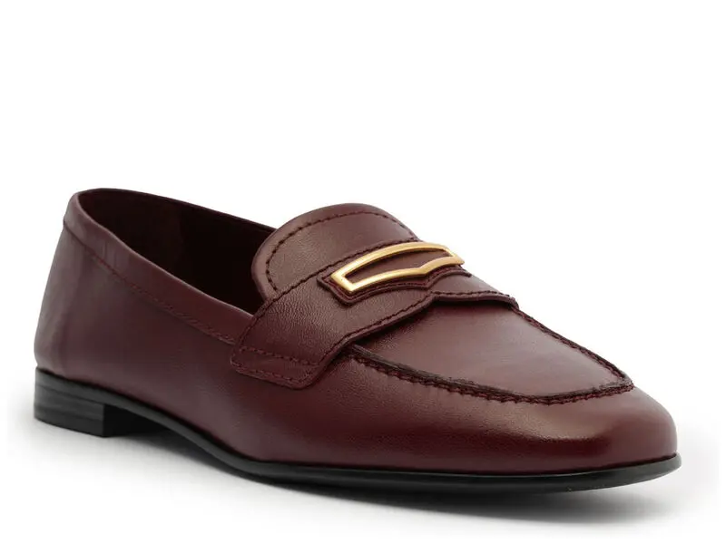 Leather Loafers with Gold Hardware