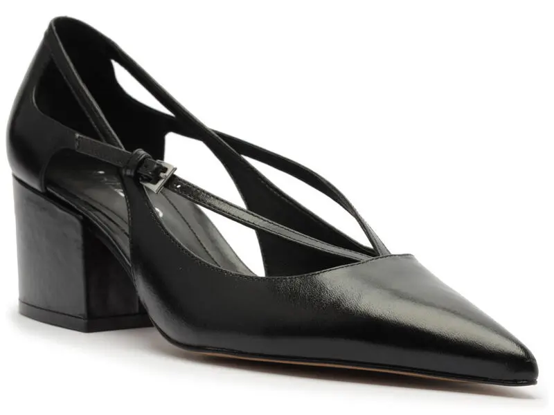 Leather Cut-Out Block Heel Pump