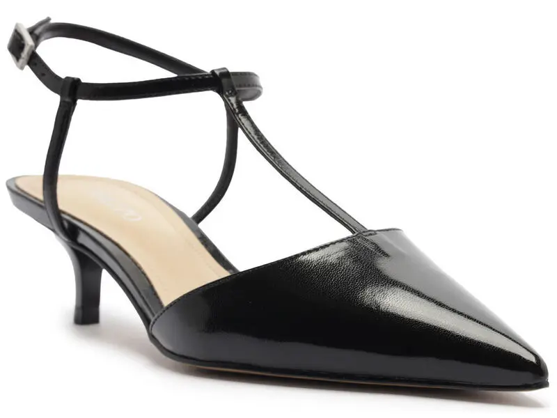 Patent Leather T-Strap Kitten Heels