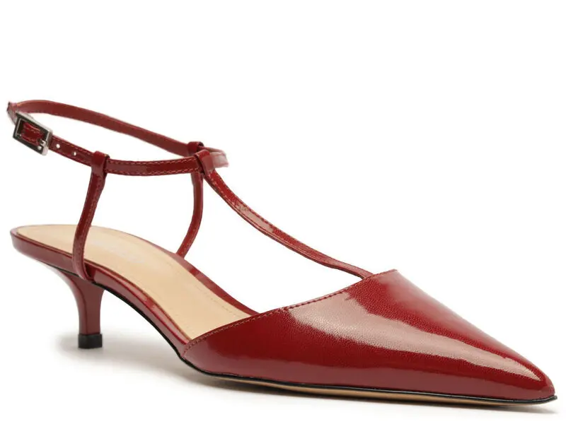 Patent Leather T-Strap Kitten Heels