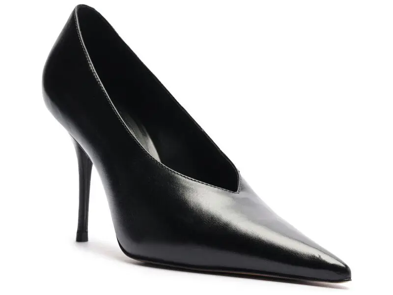 Leather Stiletto Heel with V-Cut Vamp