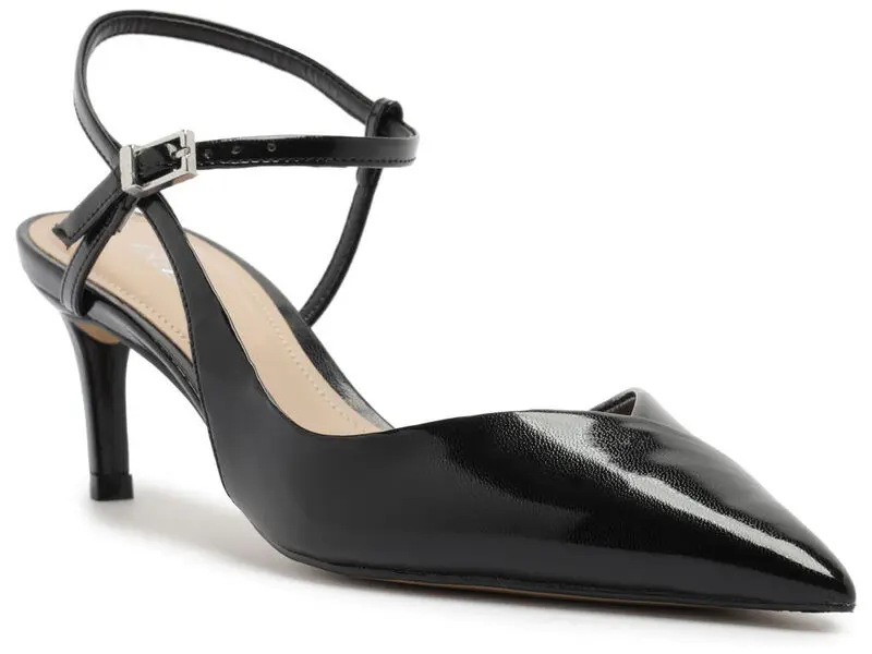 Pointed-Toe Ankle Strap Kitten Heels