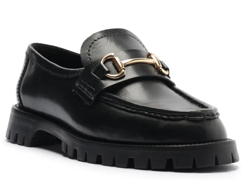 Leather Lug Sole Loafers with Horsebit Detail