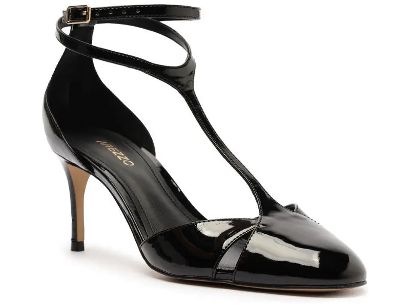Patent Leather T-Strap Stiletto Heeled Pump