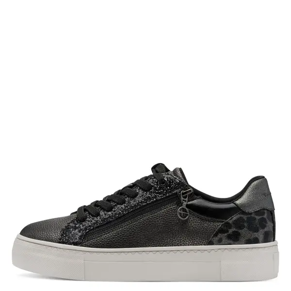 Mixed-Media Platform Sneakers with Zipper Image