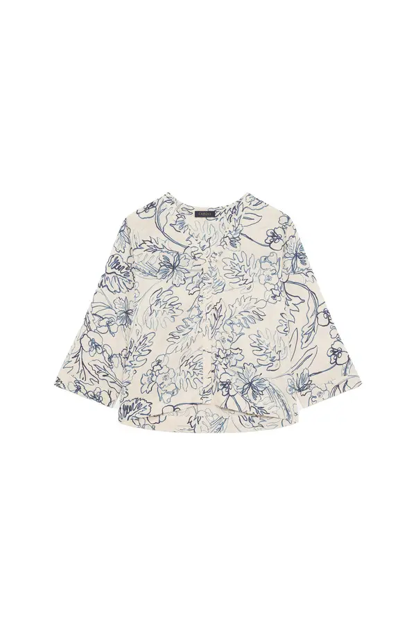 Patterned V-neck Blouse Image